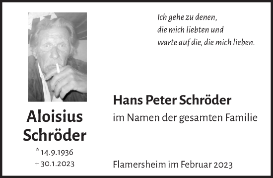 Anzeige von Aloisius Schröder von  Blickpunkt Euskirchen 