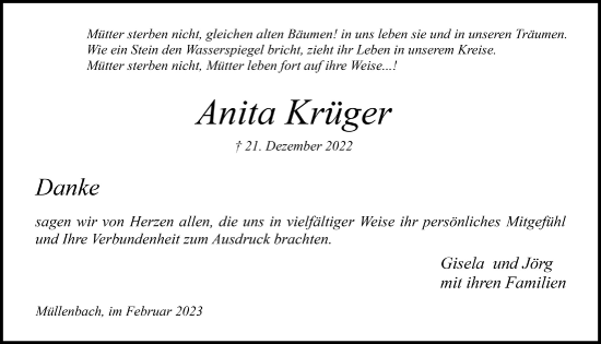 Anzeige von Anita Krüger von  Anzeigen Echo 
