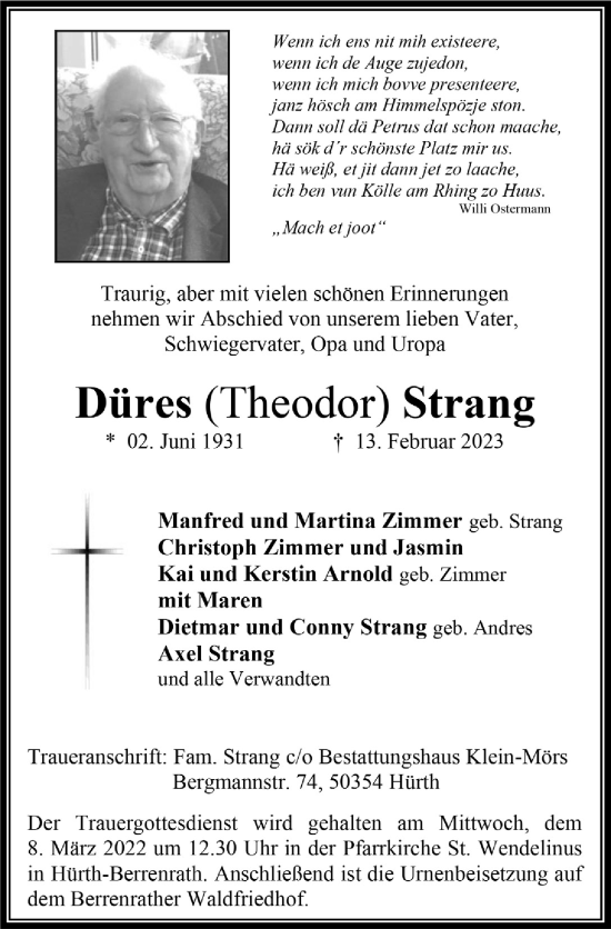 Anzeige von Düres Strang von  Wochenende 