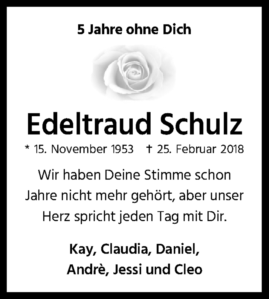  Traueranzeige für Edeltraud Schulz vom 18.07.2023 aus Kölner Stadt-Anzeiger / Kölnische Rundschau / Express