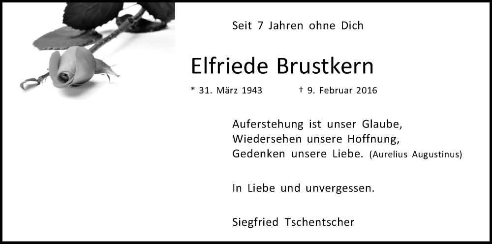  Traueranzeige für Elfriede Brustkern vom 18.07.2023 aus Kölner Stadt-Anzeiger / Kölnische Rundschau / Express