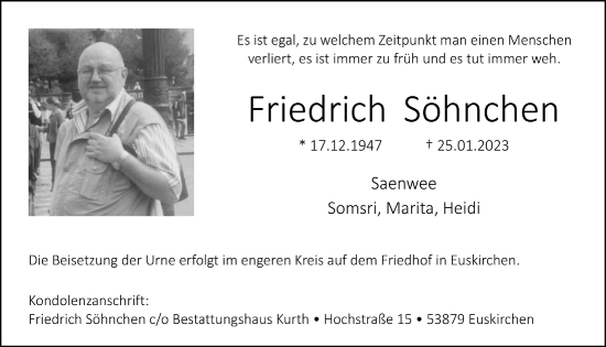 Anzeige von Friedrich Söhnchen von  Blickpunkt Euskirchen 