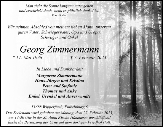 Anzeige von Georg Zimmermann von Kölner Stadt-Anzeiger / Kölnische Rundschau / Express