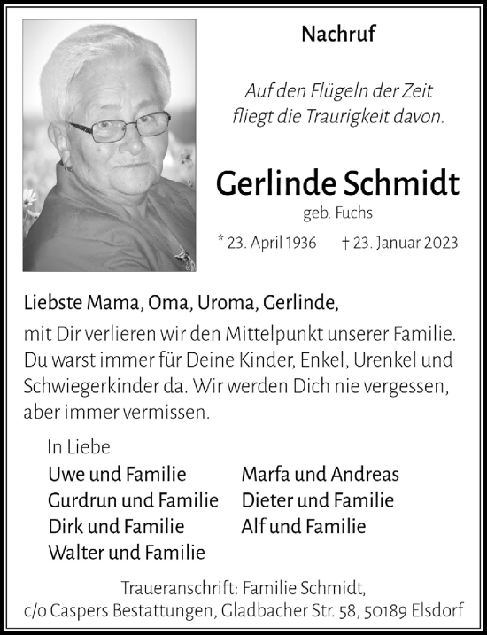 Anzeige von Gerlinde Schmidt von  Werbepost 