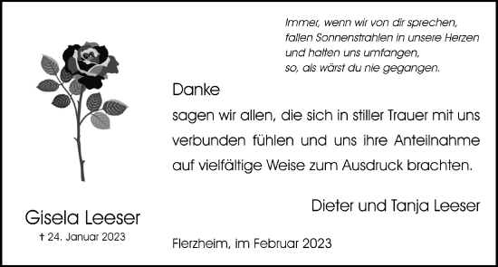 Anzeige von Gisela Leeser von  Schaufenster/Blickpunkt 