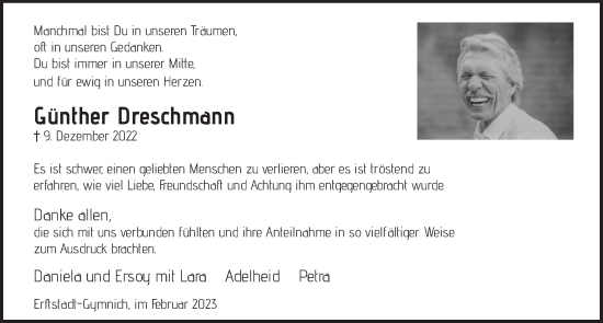 Anzeige von Günther Dreschmann von  Werbepost 