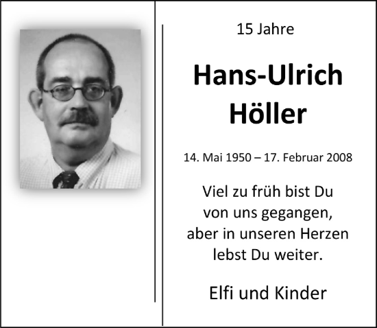 Anzeige von Hans-Ulrich Höller von  Bergisches Handelsblatt 