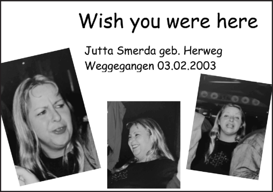 Anzeige von Jutta Smerda von  Anzeigen Echo 