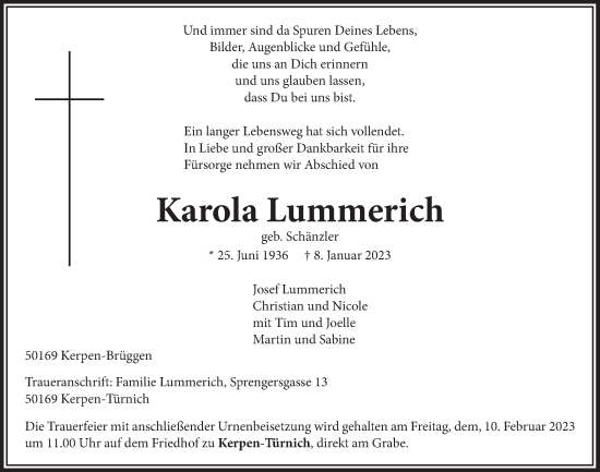 Anzeige von Karola Lummerich von  Werbepost 