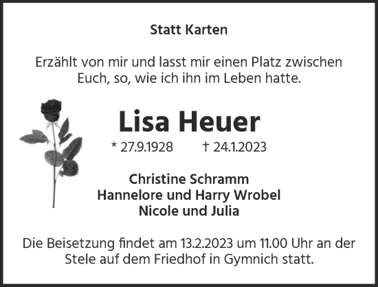 Anzeige von Lisa Heuer von  Werbepost 