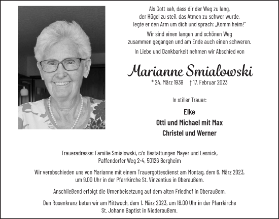 Anzeige von Marianne Smialowski von  Werbepost 