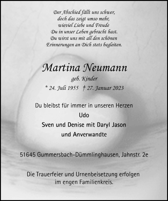 Anzeige von Martina Neumann von  Anzeigen Echo 