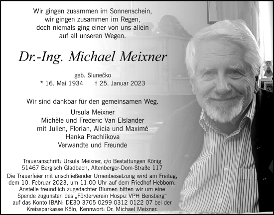 Anzeige von Michael Meixner von  Bergisches Handelsblatt 