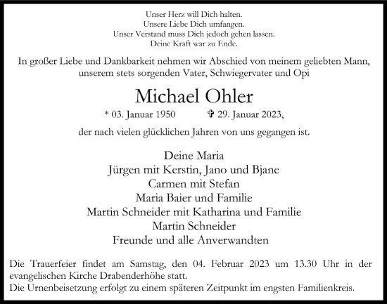 Anzeige von Michael Ohler von  Anzeigen Echo 