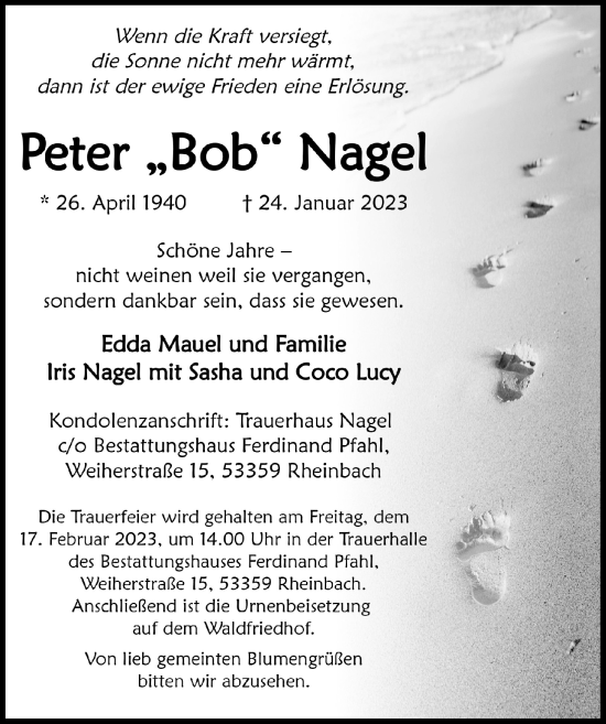 Anzeige von Peter Nagel von  Schaufenster/Blickpunkt 