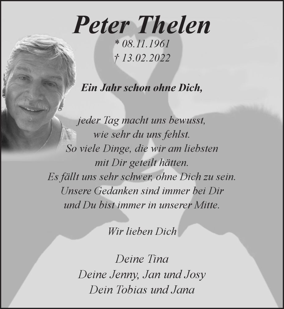  Traueranzeige für Peter Thelen vom 11.02.2023 aus  Blickpunkt Euskirchen 