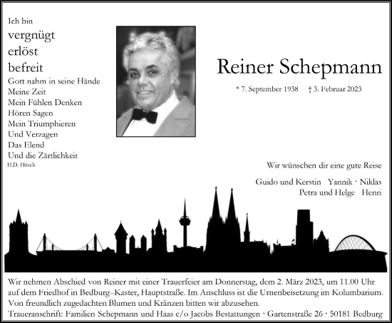 Anzeige von Reiner Schepmann von  Werbepost 