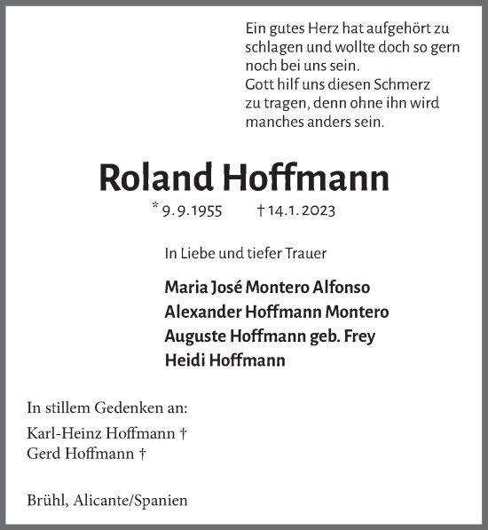 Anzeige von Roland Hoffmann von  Schlossbote/Werbekurier 