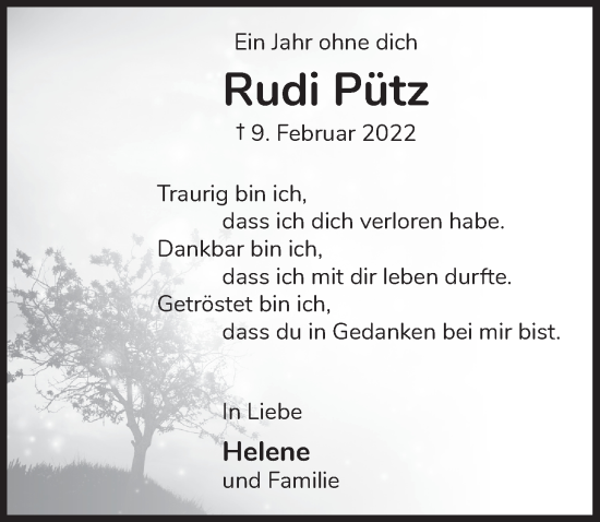 Anzeige von Rudi Pütz von  Schlossbote/Werbekurier 