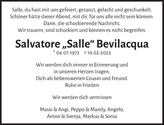 Anzeige von Salvatore Bevilacqua von  Anzeigen Echo 