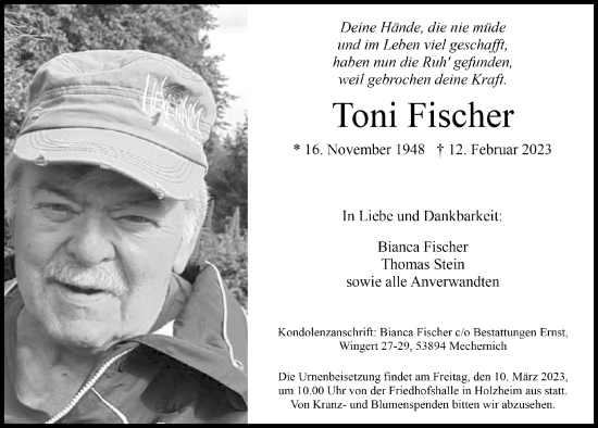 Anzeige von Toni Fischer von  Blickpunkt Euskirchen 