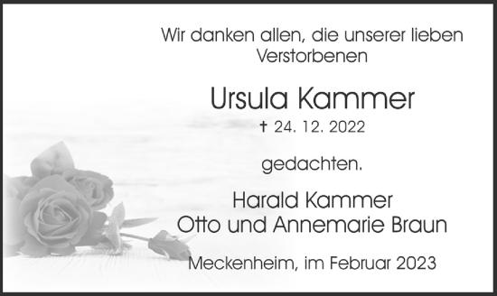 Anzeige von Ursula Kammer von  Schaufenster/Blickpunkt 