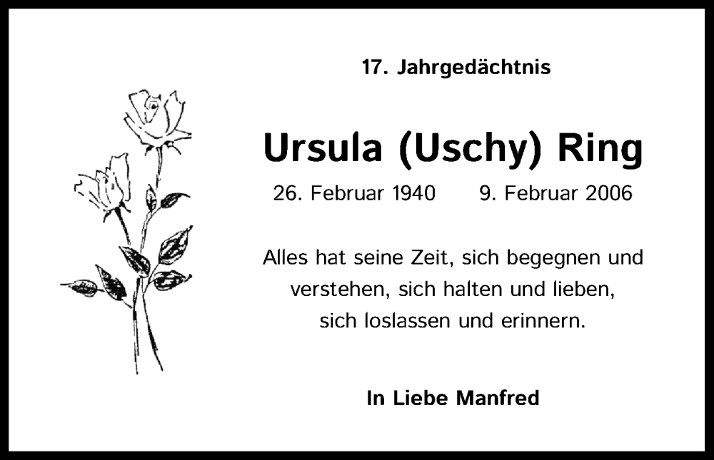  Traueranzeige für Ursula Ring vom 18.07.2023 aus Kölner Stadt-Anzeiger / Kölnische Rundschau / Express