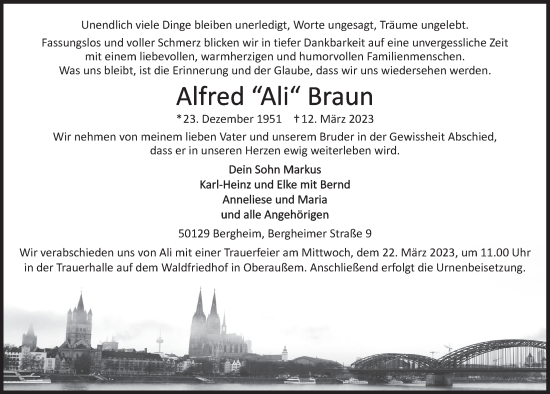 Anzeige von Alfred Braun von  Werbepost 