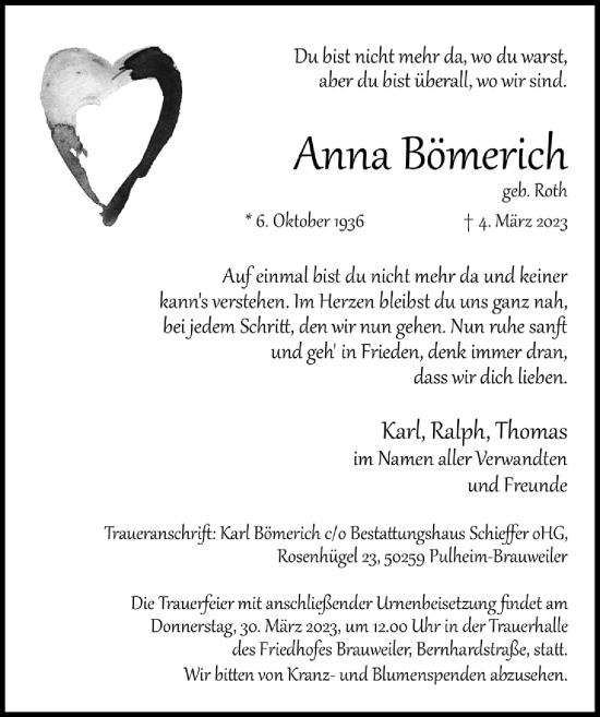 Anzeige von Anna Bömerich von  Wochenende 