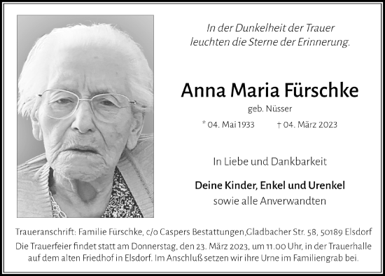 Anzeige von Anna Maria Fürschke von  Werbepost 