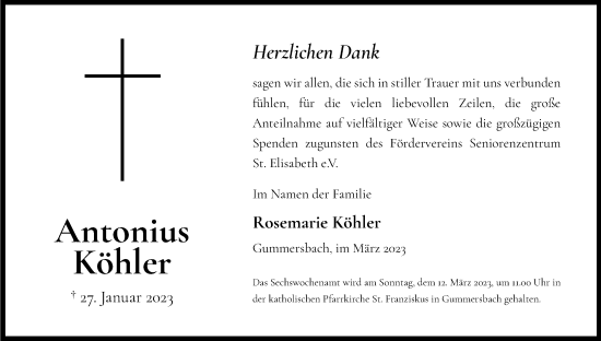 Anzeige von Antonius Köhler von Kölner Stadt-Anzeiger / Kölnische Rundschau / Express