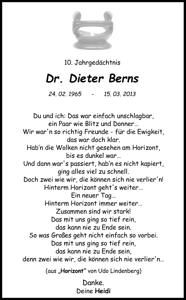  Traueranzeige für Dieter Berns vom 15.03.2023 aus Kölner Stadt-Anzeiger / Kölnische Rundschau / Express