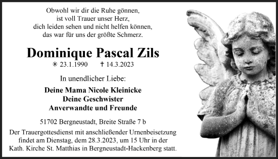Anzeige von Dominique Pascal Zils von  Anzeigen Echo 