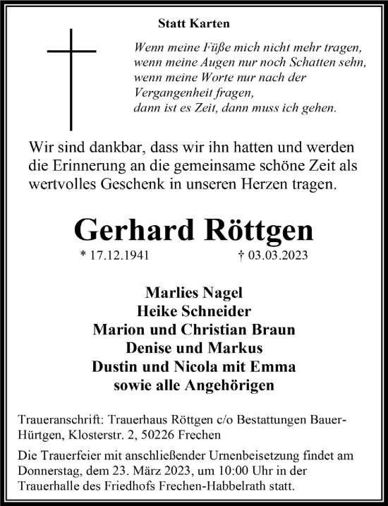 Anzeige von Gerhard Röttgen von  Wochenende 