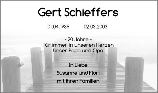 Anzeige von Gert Schieffers von Kölner Stadt-Anzeiger / Kölnische Rundschau / Express
