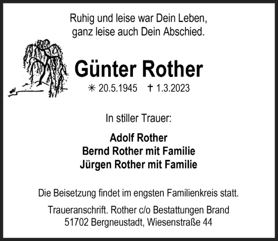 Anzeige von Günter Rother von  Anzeigen Echo 