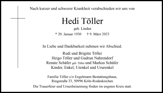 Anzeige von Hedi Töller von  EXPRESS - Die Woche 