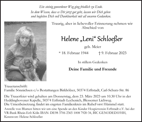 Anzeige von Helene Schloeßer von  Werbepost 