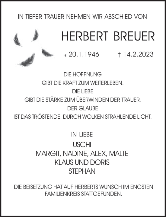 Anzeige von Herbert Breuer von  Schlossbote/Werbekurier 