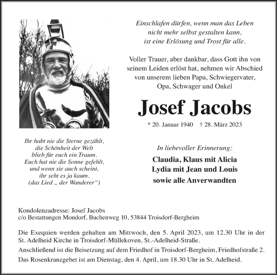 Anzeige von Josef Jacobs von Kölner Stadt-Anzeiger / Kölnische Rundschau / Express