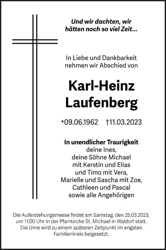 Anzeige von Karl-Heinz Laufenberg von  Schaufenster/Blickpunkt 