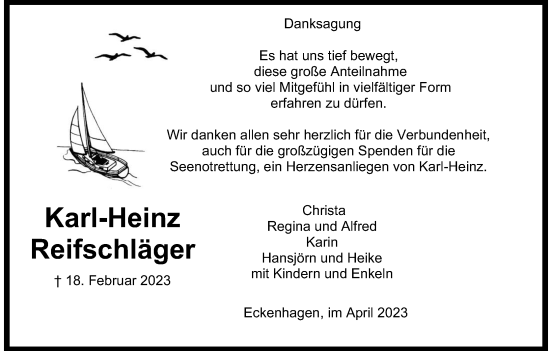 Anzeige von Karl-Heinz Reifschläger von Kölner Stadt-Anzeiger / Kölnische Rundschau / Express