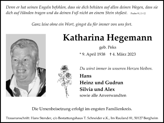 Anzeige von Katharina Hegemann von  Werbepost 