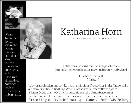 Anzeige von Katharina Horn von  Werbepost 