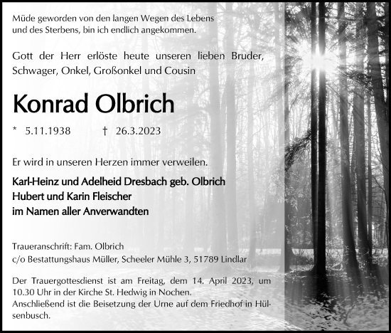 Anzeige von Konrad Olbrich von Kölner Stadt-Anzeiger / Kölnische Rundschau / Express