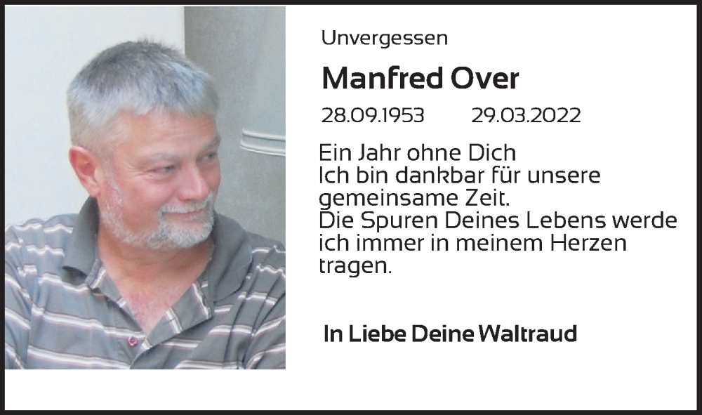  Traueranzeige für Manfred Over vom 18.07.2023 aus Kölner Stadt-Anzeiger / Kölnische Rundschau / Express