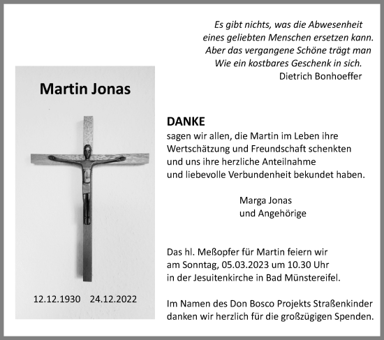 Anzeige von Martin Jonas von Kölner Stadt-Anzeiger / Kölnische Rundschau / Express