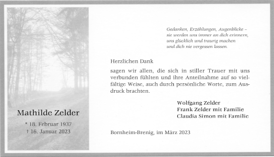 Anzeige von Mathilde Zelder von  Schaufenster/Blickpunkt 