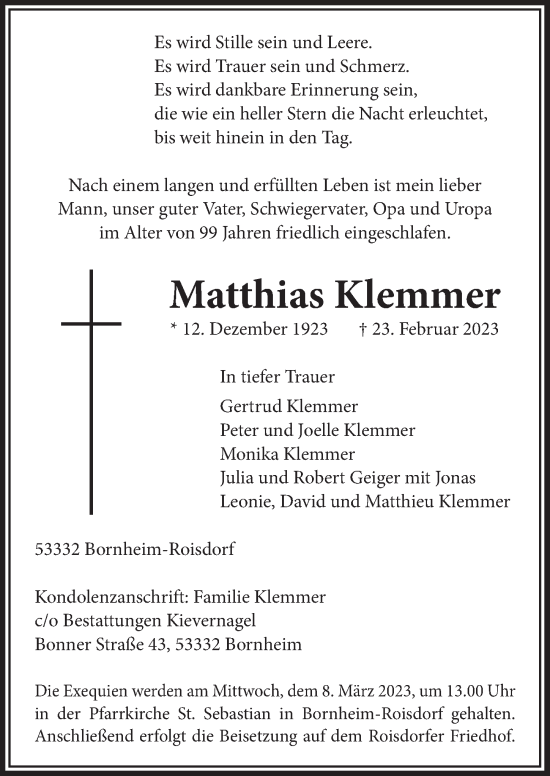 Anzeige von Matthias Klemmer von  Schaufenster/Blickpunkt 