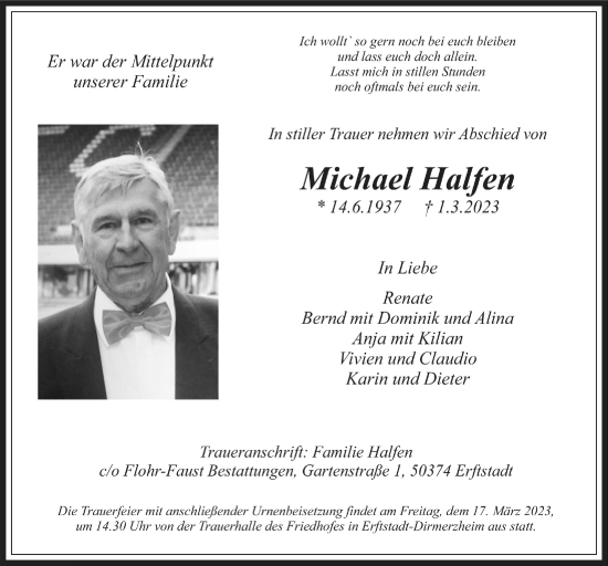 Anzeige von Michael Halfen von  Werbepost 